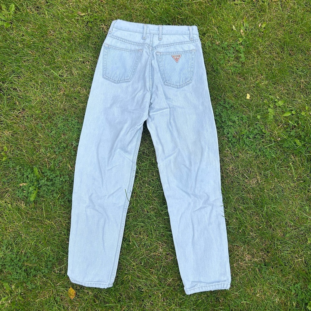 Vintage 80s Guess Jeans Womens Sz 28 Light Blue Denim 1050 Faded Mom Made in USA - Picture 4 of 9